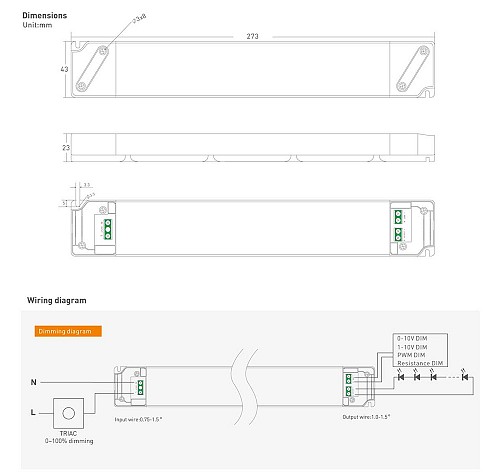 YSD τροφοδοτικό DC 100WUGP-12, 12VDC, 100W, 8.3A, IP20, dimmable YSD-100WUGP-12