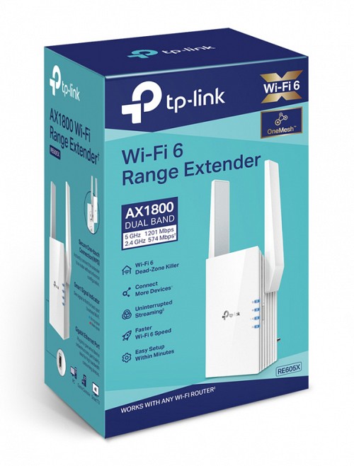 TP-LINK range extender RE605X, AX1800 dual band, WiFi 6, mesh, Ver 2.0 RE605X