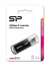 SILICON POWER USB Flash Drive Ultima II-I, 8GB, USB 2.0, μαύρο SP008GBUF2M01V1K