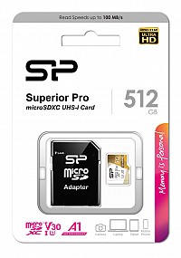 SILICON POWER   microSDXC Superior Pro, 512GB, Class 10 UHS-I U3 A1 V30 SP512GBSTXDU3V20AB