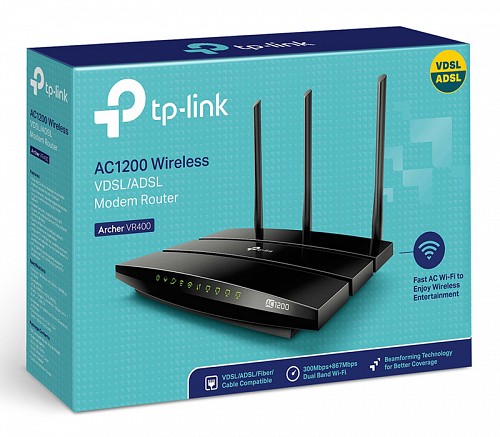 TP-LINK Modem/Router Archer VR400, VDSL/ADSL, 1200Mbps AC1200, Ver. 2.0 ARCHER-VR400V2