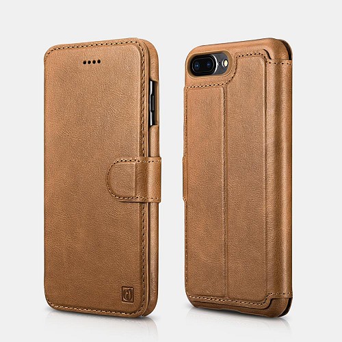 iCarer RIP 7015 iPhone 8 Plus 2 in 1 Wallet+Back Cover (Magnetic Snap) Brown