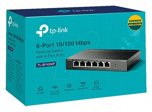 TP-LINK desktop switch TL-SF1006P, 6-Port 10/100Mbps, 4x PoE+, Ver. 1.0 TL-SF1006P