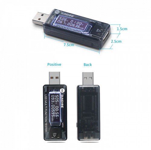 SUNSHINE USB tester φόρτισης SS-302A, V/A/Time/mAh SS-302A