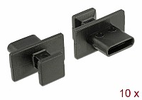 DELOCK κάλυμμα προστασίας για θύρα USB-C 64015 με λαβή, μαύρο, 10τμχ 64015