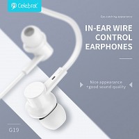 CELEBRAT earphones με μικρόφωνο G19, 3.5mm σύνδεση, Φ10mm, 1.2m, μαύρα G19-BK