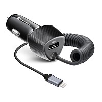 FORCELL CARBON car charger USB QC 3.0 18W + Lightning Cable PD20W CC50-1AL black (38W)