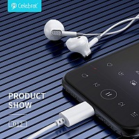 CELEBRAT earphones με μικρόφωνο D12, USB-C σύνδεση, Φ14.2mm, 1.2m, μαύρα D12-BK