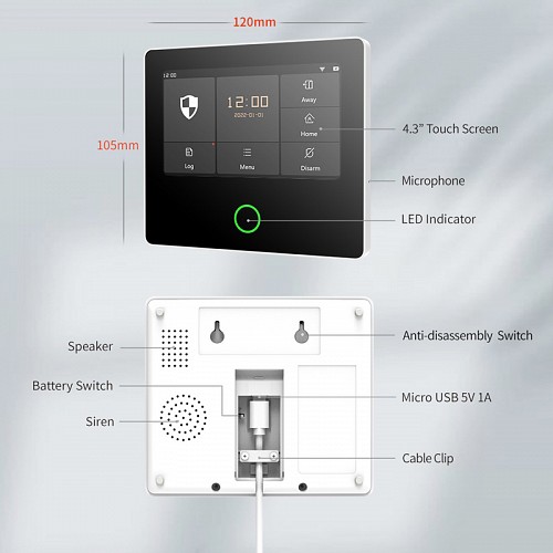 POWERTECH ασύρματο σύστημα συναγερμού PT-1125, αφής, Wi-Fi, 2G, TUYA PT-1125