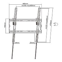 POWERTECH επιτοίχια βάση PT-1127 για τηλεόραση 32-70, έως 45kg PT-1127