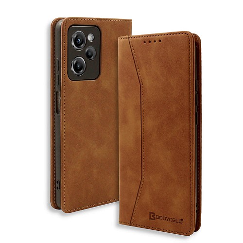 Bodycell Book Case Pu Leather Xiaomi Poco X5 Pro 5G Brown