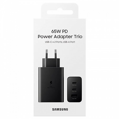 SAMSUNG - ORIGINAL Trio (2xUSB-C,1xUSB-A) 65W Travel Charger Black BLISTER