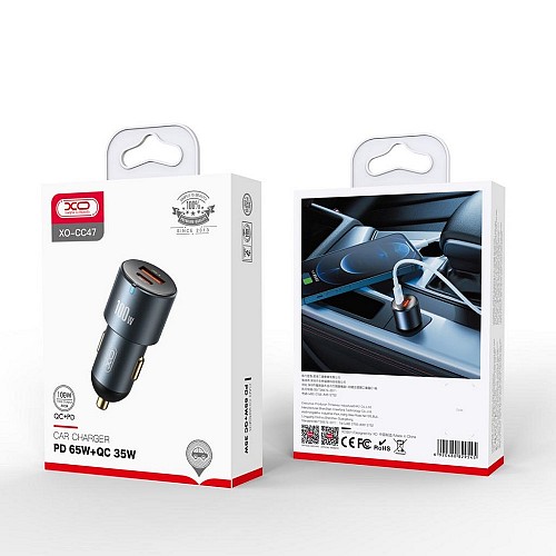 XO - CC47 CAR CHARGER 12V, 100W USB-A, USB-C, QC 3.0, PD3, Tarnish