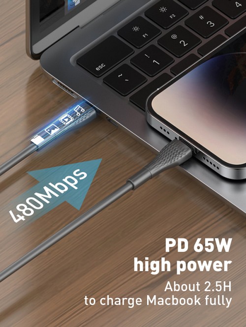 LDNIO καλώδιο USB-C σε USB-C LC671C, 65W PD, 1m, γκρι 6933138601273