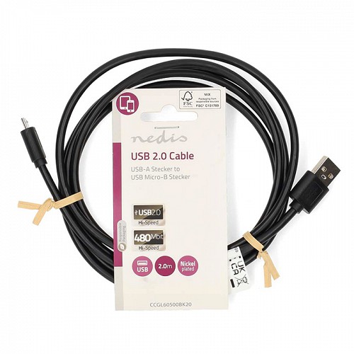  USB High-Speed A . - USB Micro-B ., 2.00m NEDIS CCGL60500BK20