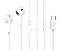 CELEBRAT earphones με μικρόφωνο E400, USB-C σύνδεση, Φ14mm, 1.2m, λευκά E400-WH