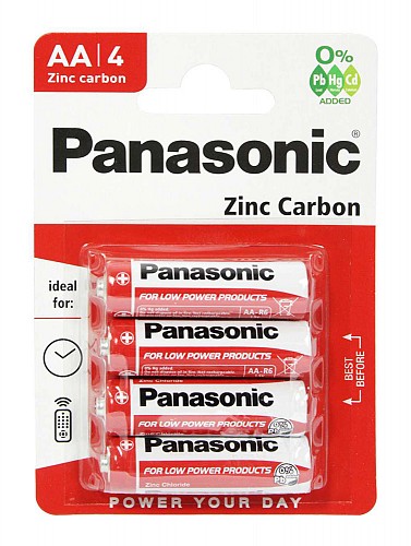 PANASONIC  Zinc Carbon, AA/LR6, 1.5V, 4 5410853032830