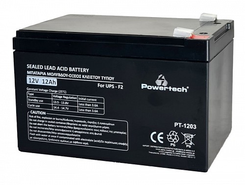 POWERTECH μπαταρία μολύβδου PT-1203 για UPS, 12V 12Ah, F2 PT-1203