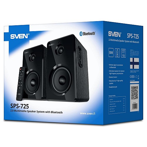 Sven 2.0 Speakers SPS-725 Black 2x25W Bluetooth (SV-021184)