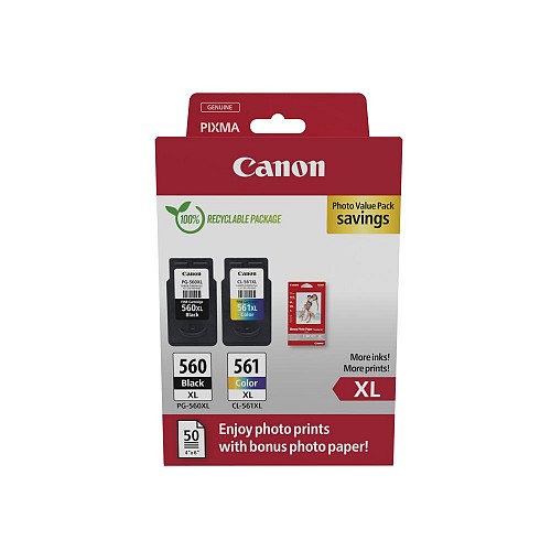 Canon  Inkjet PG-560XL/CL-561XL Ph. Value Pack (3712C008) (CANPG-560XLPMP)