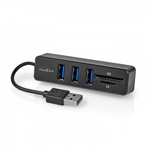 USB High-Speed hub 3 θυρών και Card Reader 2 θυρών, σε μαύρο χρώμα NEDIS CCGB60250BK01