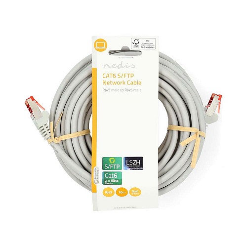 Nedis  CAT6 RJ45 Male to RJ45 Male 10m Grey (CCGL85221GY1000 (NEDCCGL85221GY100)