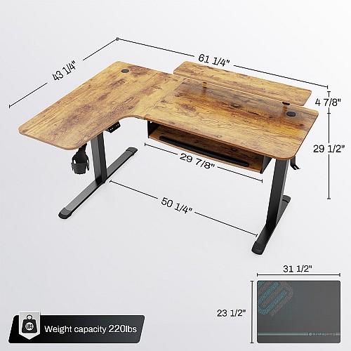 Γραφείο - Eureka Ergonomic® ERK-L60L-RB-V1-EU 155x110x76-135εκ.