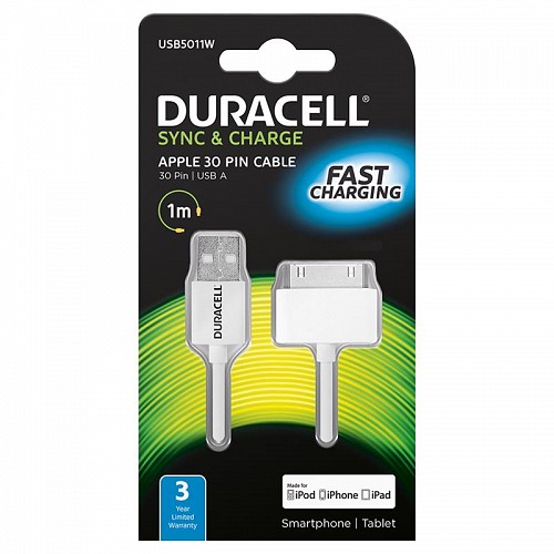   USB 2.0 Duracell USB A  MFI Apple 30-pin 1m 