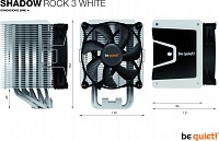 BEQUIET CPU AIR COOLER SHADOW ROCK 3 WHITE BK005, 190W TDP, INTEL LGA 1700/ 1200/ 2066/ 1150/ 1151/ 1155/ 2011(-3) Square ILM, AMD AM5/AM4, 3YW.