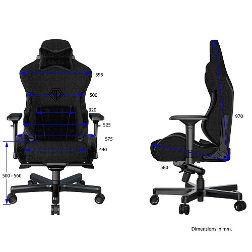 ANDA SEAT Gaming Chair T-PRO II Black FABRIC with Alcantara Stripes