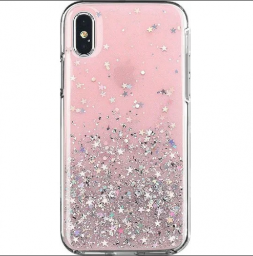  iPhone XR Star Glitter Silicone Pink