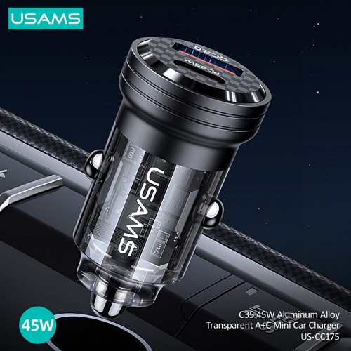 USAMS   US-CC175, USB & USB-C, 45W, QC & PD,  CC175CC01