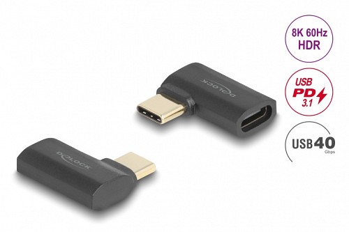 DELOCK αντάπτορας USB-C 60245, αρσενικό σε θηλυκό, 240W, 40Gbps, μαύρος 60245