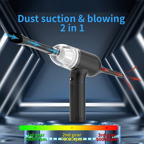 KINZIR 2 σε 1 σκουπάκι χειρός & air duster VC16, LED, 90W 7500mAh, μαύρο KNZ-VC16