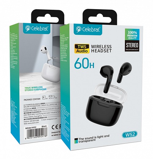 CELEBRAT earphones    W52, True Wireless, 13mm,  W52-BK