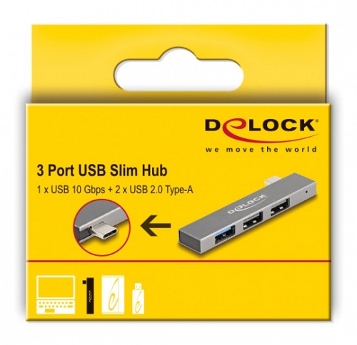 DELOCK USB hub 64274, 3x , 10Gbps, USB-C ,  64274