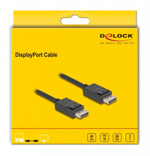 DELOCK  DisplayPort 2.1 80493 8K/60Hz 4K/120Hz 40 Gbps, 2m,  80493