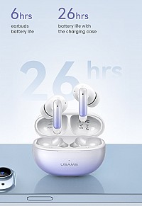 USAMS earphones με θήκη φόρτισης US-XD19, TWS, ENC, Φ13mm, λευκά BHUENCXD02