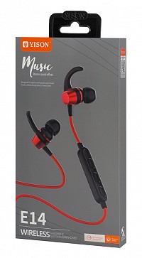 YISON earphones E14  , Bluetooth, 10mm, 65mAh,  E14-RD