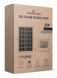 POWERTECH LED ηλιακός προβολέας PT-1265, 30W, 4000K, 300lm, 3500mA, IP65 PT-1265