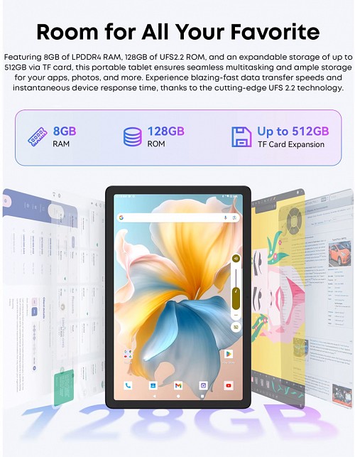 CHUWI tablet AuPad, 10.95, 8/128GB, 4G, Android 14, 7000mAh, γκρι AUPAD