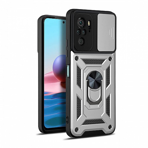 Bodycell Armor Slide Cover Case Xiaomi Note 10 4G/10s/Poco M5s Silver