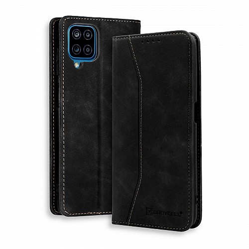 Bodycell Book Case Pu Leather Samsung A12 Black