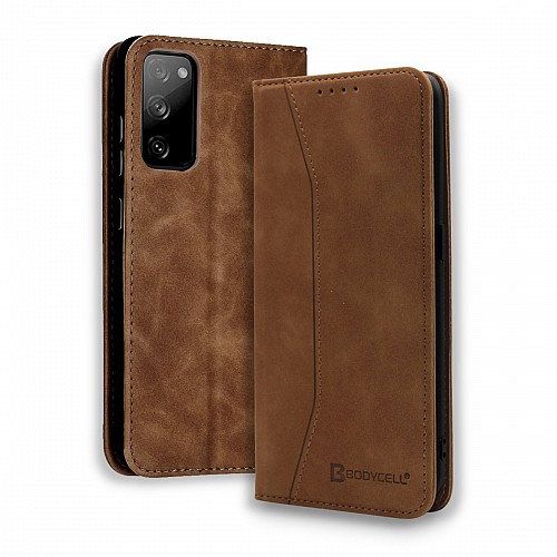 Bodycell Book Case Pu Leather Samsung S20 FE Brown