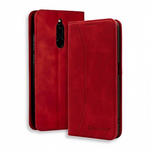 Bodycell Book Case Pu Leather Xiaomi Redmi 8 Red