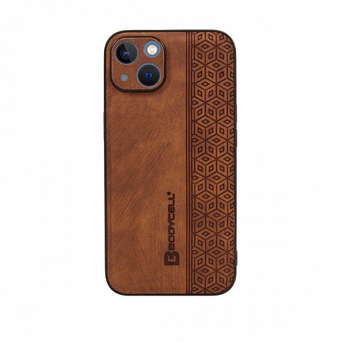 Bodycell Pattern Leather Backcover iPhone 14  Brown