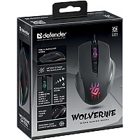 DEFENDER GM-700L WOLVERINE GAMING WIRED OPTICAL MOUSE RGB 7D 12800dpi