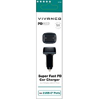 VIVANCO CAR CHARGER DUAL TYPE C 54W black