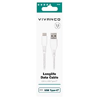 VIVANCO LONGLIFE DATA CABLE USB TO TYPE C 18W 1.5m white