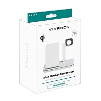 VIVANCO QI STAND 10W CHARGER WITH APPLE WATCH HOLDER white